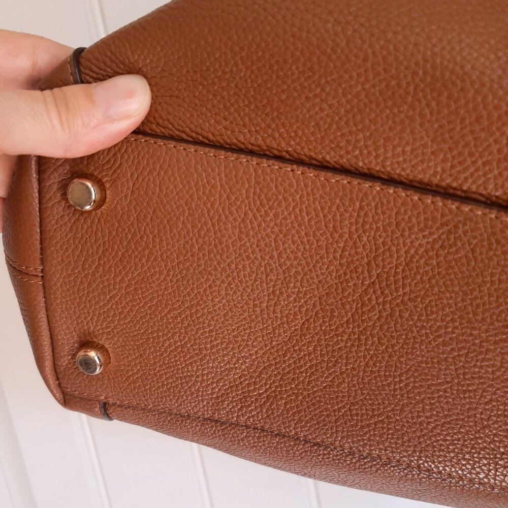 Coach Edie 31 Camel Tan Pebbled Leather Gold Tone Hardware Shoulder Bag - Picture 7 of 16